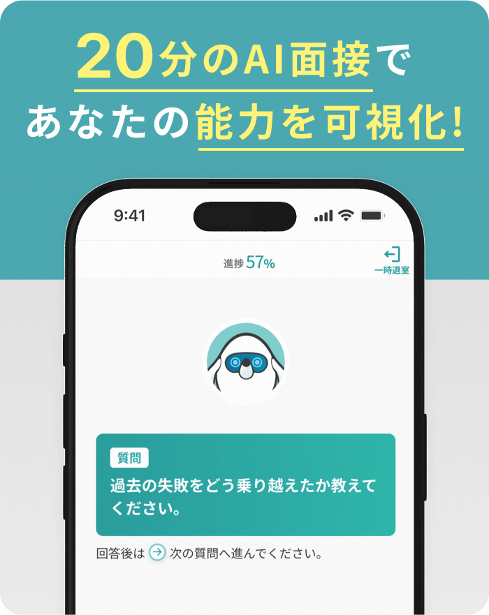 POINT.01 20分だけのAI面接により能力を可視化!